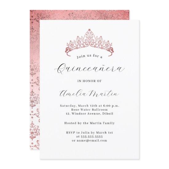 Simple Elegant Modern Pink Tiara Quinceanera