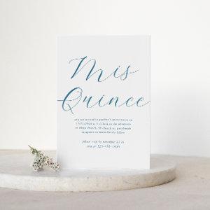 Simple Elegant White Script Quinceañera Blue
