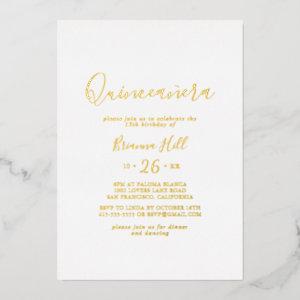 Simple Minimalist Quinceañera Gold  Foil