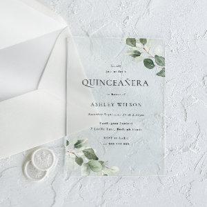 Simple Modern Minimal Green Leaf Quinceanera Party Acrylic