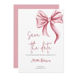 Simple Pink Bow Birthday Quinceañera Save The Date
