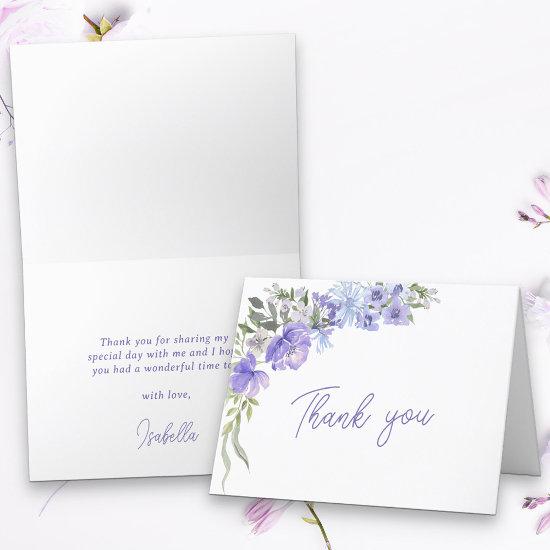 Simple Purple Peri Floral Thank You Card