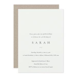 Simple Script Black White Quinceañera  Invite