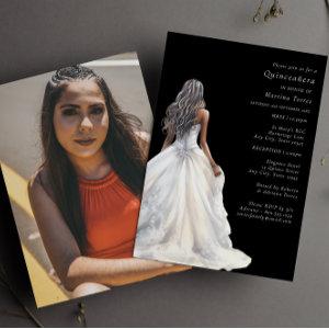 Simple stylish black and white modern Quinceañera