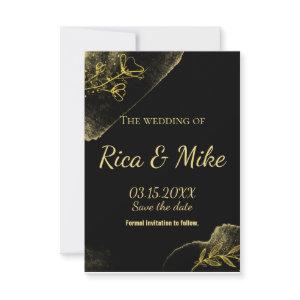 Simply gold black Modern Save the Date Enclosure C RSVP Card