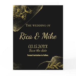 Simply gold black Modern Save the Date Enclosure C Thank You Card