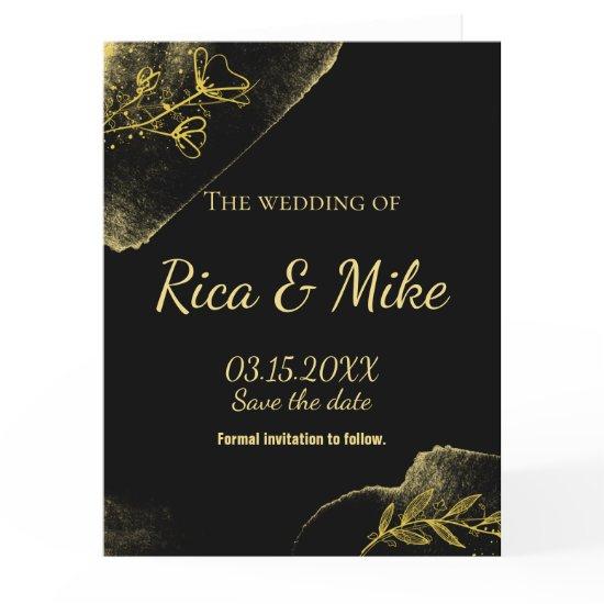 Simply gold black Modern Save the Date Enclosure C Thank You Card