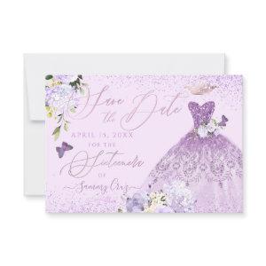 Sixteenera Save the Date Dusty Purple Gown