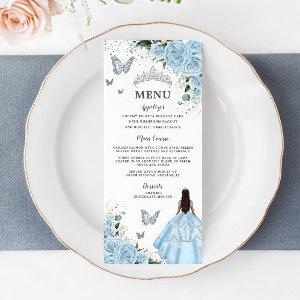 Sky Blue Floral Princess Dress Quinceañera Menu
