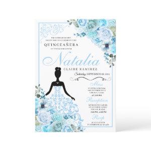 Sky Blue Floral Quinceanera Birthday