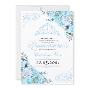 Sky Blue Floral Quinceanera Birthday