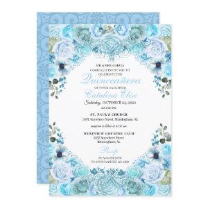 Sky Blue Floral Quinceanera Birthday