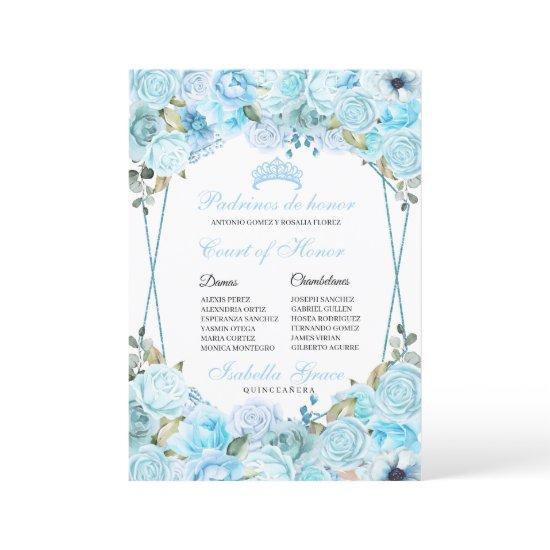Sky Blue Floral Quinceanera Court of Honor