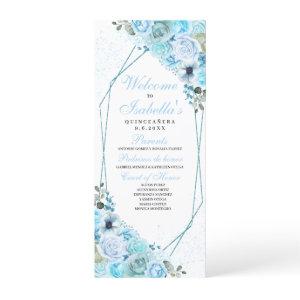 Sky Blue Floral Quinceanera Program