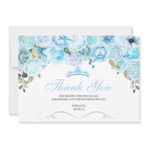 Sky Blue Floral Quinceanera Thank You
