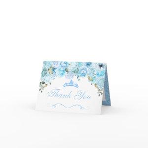 Sky Blue Floral Quinceanera Thank You