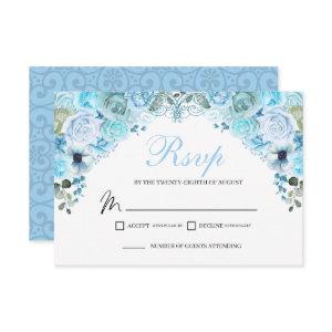 Sky Blue Floral RSVP Enclosure Card