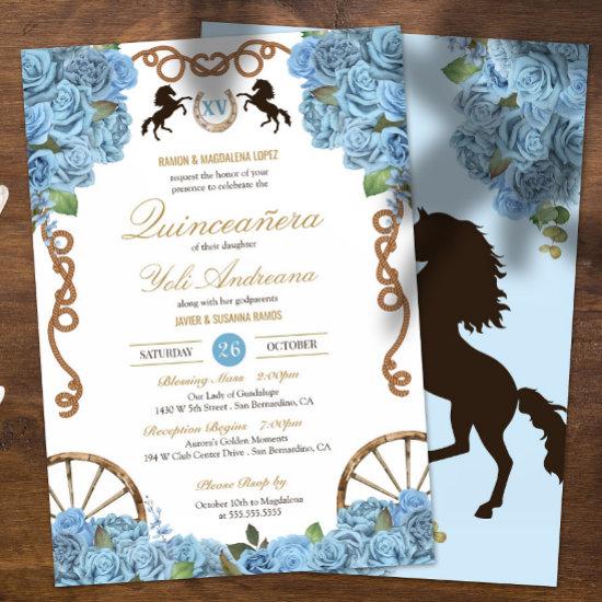 Sky Blue Rose Western Ranch Theme Quinceañera