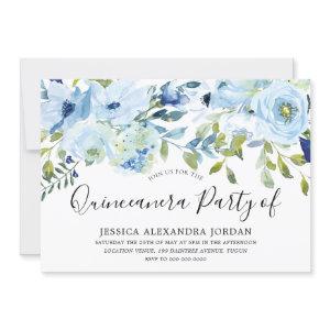 Sky Blue Watercolor Flowers Quinceanera Party