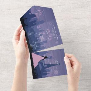 Slate Blue & Pink Paris Fireworks Quinceañera All In One
