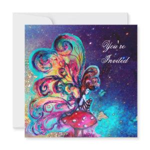 SMALL ELF OF MUSHROOMS ,pink yellow blue sparkle