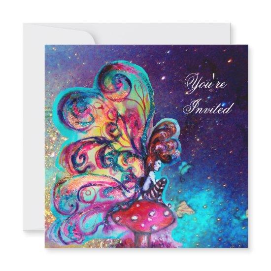 SMALL ELF OF MUSHROOMS ,pink yellow blue sparkle