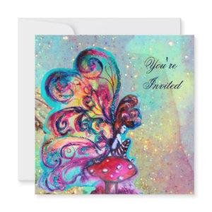 SMALL ELF OF MUSHROOMS ,pink yellow blue sparkle