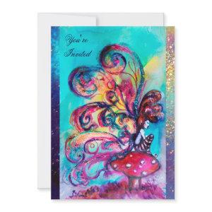 SMALL ELF OF MUSHROOMS ,purple yellow blue sparkle