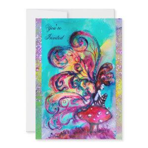 SMALL ELF OF MUSHROOMS ,purple yellow blue sparkle