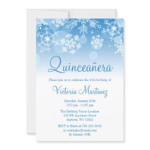 Snowflake Blue White Winter Wonderland Quinceanera