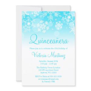 Snowflake Teal White Winter Wonderland Quinceanera