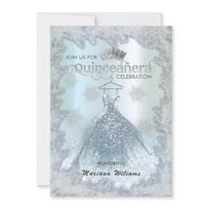 Snowflakes blue dress ombre tiara Quinceañera