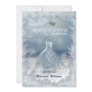 Snowflakes Silver dress ombre tiara Quinceañera  I