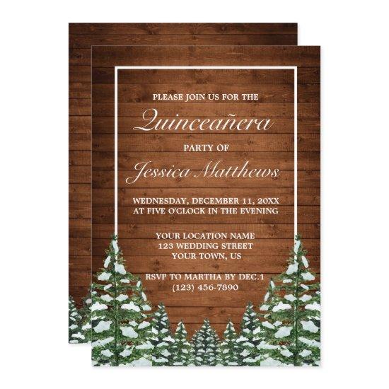 Snowy Wood & Forest Rural Pine Quinceañera