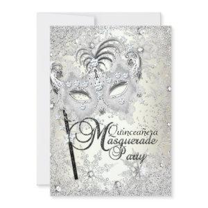 Soft Gold Snowflake Mask Masquerade Quinceanera