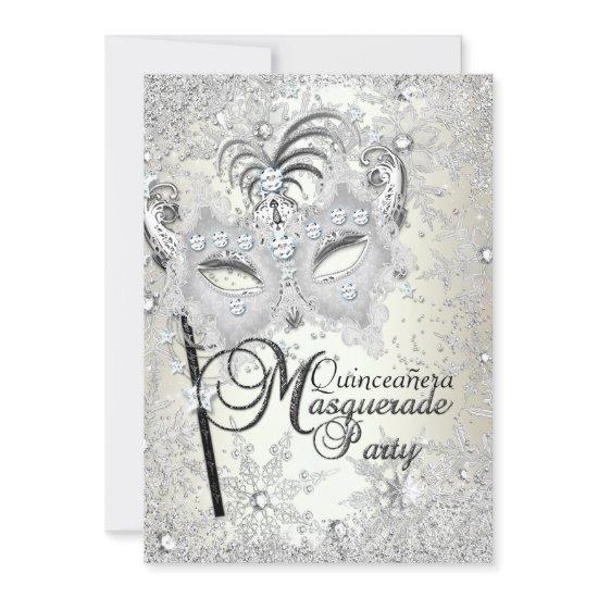 Soft Gold Snowflake Mask Masquerade Quinceanera