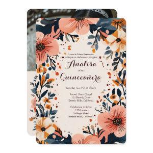 Soft Muted Floral Frame Quinceañera CUSTOM Photo