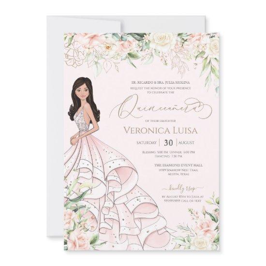 Soft Pink & White Roses Elegant Luxury Quinceanera