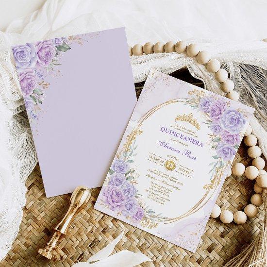 Soft Purple Floral Quinceañera 15th Birthday