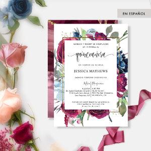 Spanish Agate Burgundy, Berry Floral Quinceañera