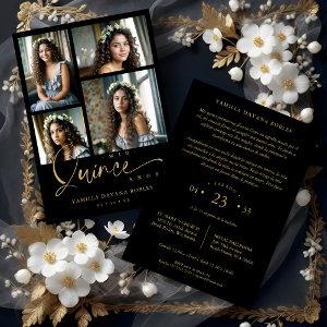 Spanish Black Trendy Quinceañera Collage 4 Photos