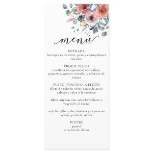 Spanish Blue , Blush Blissful Floral Elegant Menu