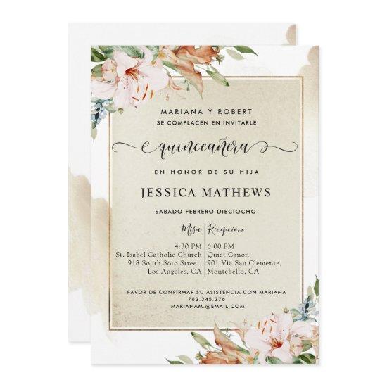 Spanish, Champagne and Blush Quinceañera Floral
