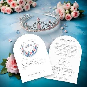 Spanish Cute Blue Pink Floral Quinceañera Tiara