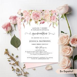 Spanish Elegant Pink, Blush, Rose Gold Quinceañera
