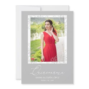 Spanish Flourish Grey Ornament Photo Quinceañera