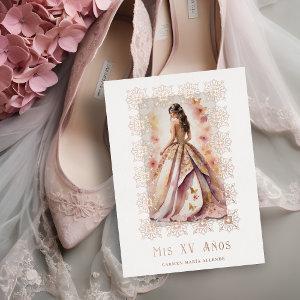 Spanish Glam Quinceañera Rose Gold Ornate Frame Foil