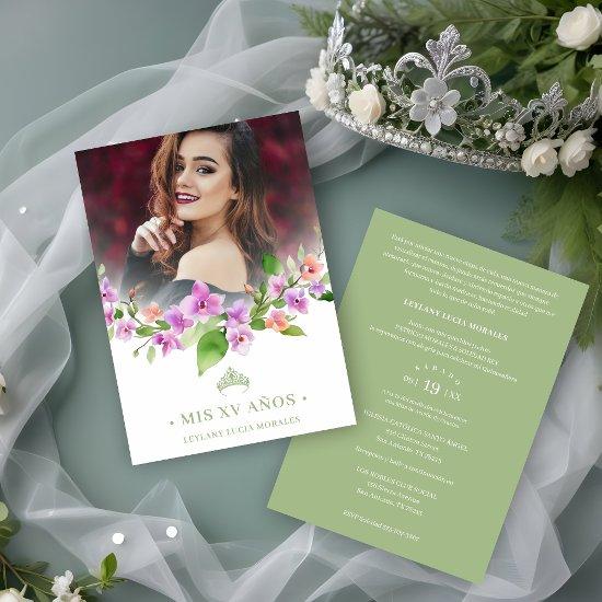 Spanish Green Princess Crown & Garland Mis XV Años