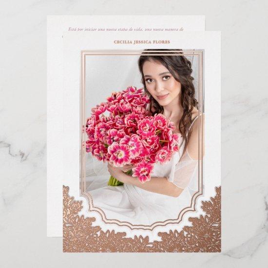 Spanish Luxury Floral Frame Mis XV Años Photo Foil