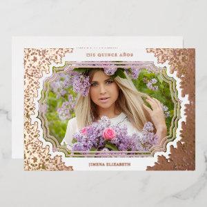 Spanish Luxury Lace Effect Frame Mis XV Años Photo Foil